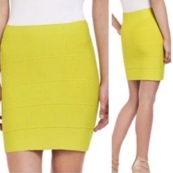 BCBG Y2K 90s Alexa Dill Neon Bandage Bodycon Mini Club Skirt 💜 - Picture 2 of 14